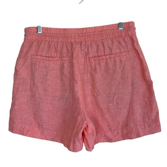 Athleta Sz 12 100% Linen Retreat Shorts 4” In Peach Pull-on Pockets Comfortable - Picture 8 of 16